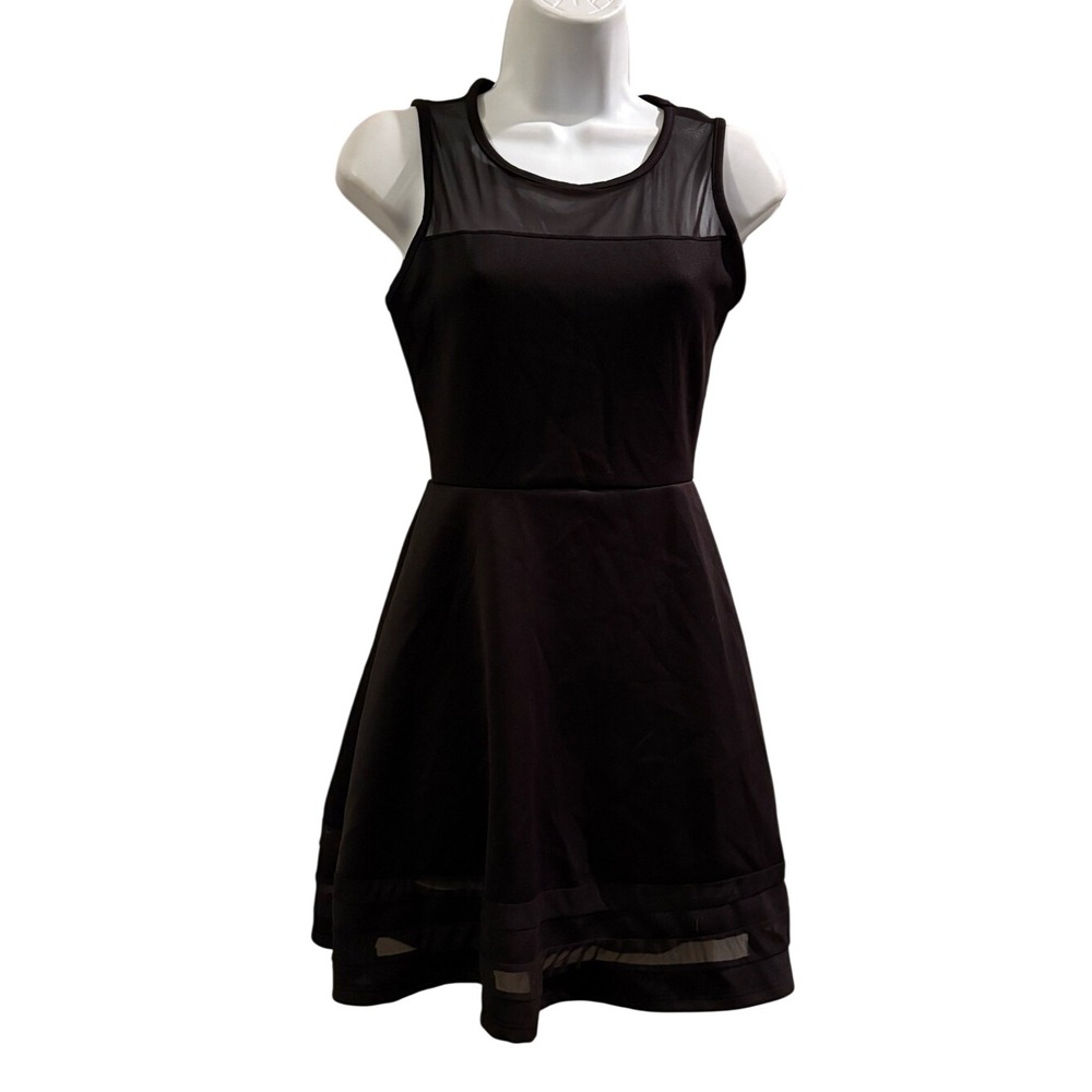 Rolla Coster Black Sleeveless Mesh Yoke Mini Dress - Picture 2 of 5